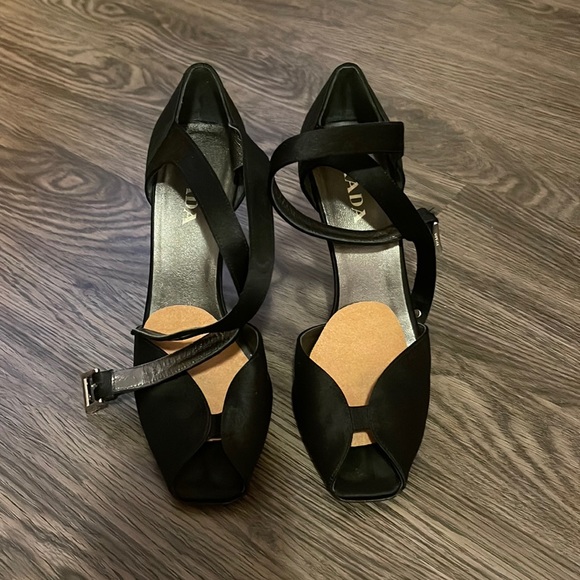 Prada Shoes - Prada Black Heels with Ankle Strap